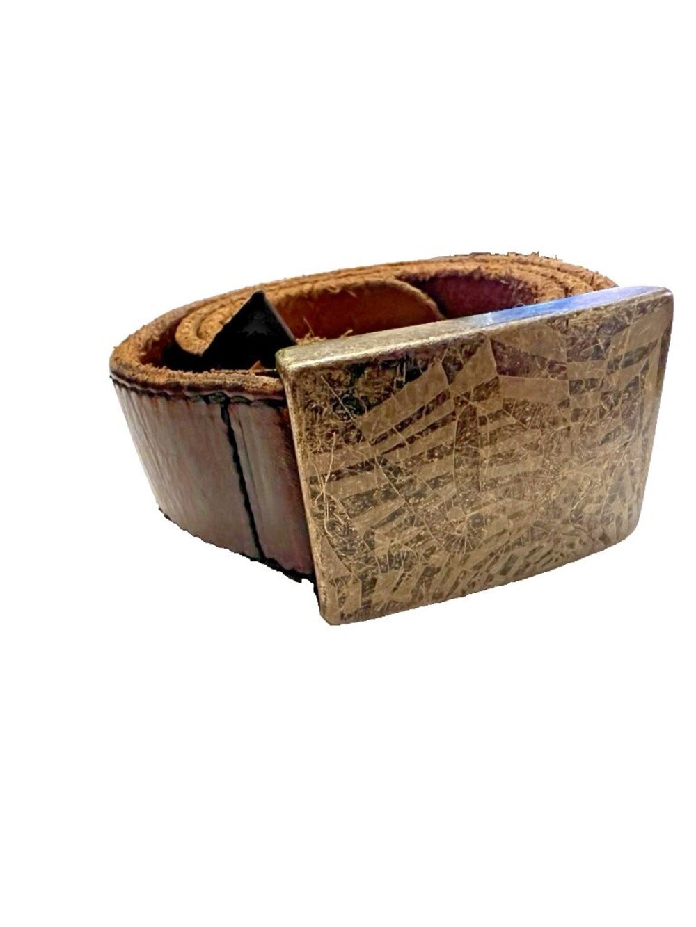 Diesel Men’s Y2K Distressed Leather Brown Belt Mod Size 34 Italy